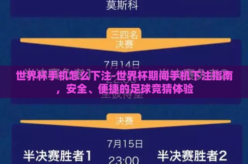 世界杯手机怎么下注-世界杯期间手机下注指南,安全、便捷的足球竞猜体验 世界杯手机怎么下注-世界杯期间手机下注指南,安全、便捷的足球竞猜体验