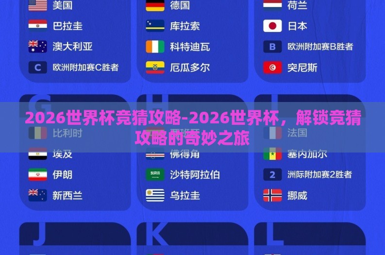 2026世界杯竞猜攻略-2026世界杯，解锁竞猜攻略的奇妙之旅