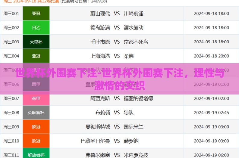 世界杯外围赛下注-世界杯外围赛下注，理性与激情的交织